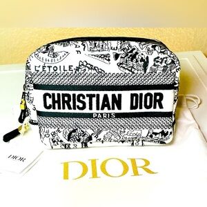 CHRISTIAN DIOR  Plan de Paris Canvas Embroidered Cosmetic Bag